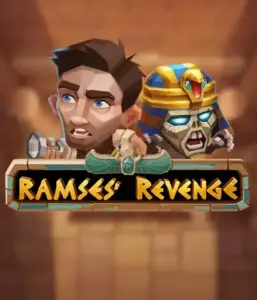 Explore the ancient world of the Ramses' Revenge game by Relax Gaming, showcasing a frightened explorer and a menacing mummy set against an Egyptian tomb backdrop. This graphic portrays the adventure of ancient Egyptian myths, great for those interested in historical adventures, delivering a gripping escape. 